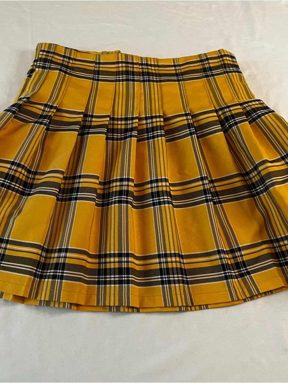 No Boundaries Plaid Pleated Skirt Yellow Black Size Small Preppy